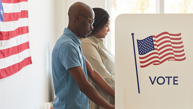 Black Americans at election voting booth